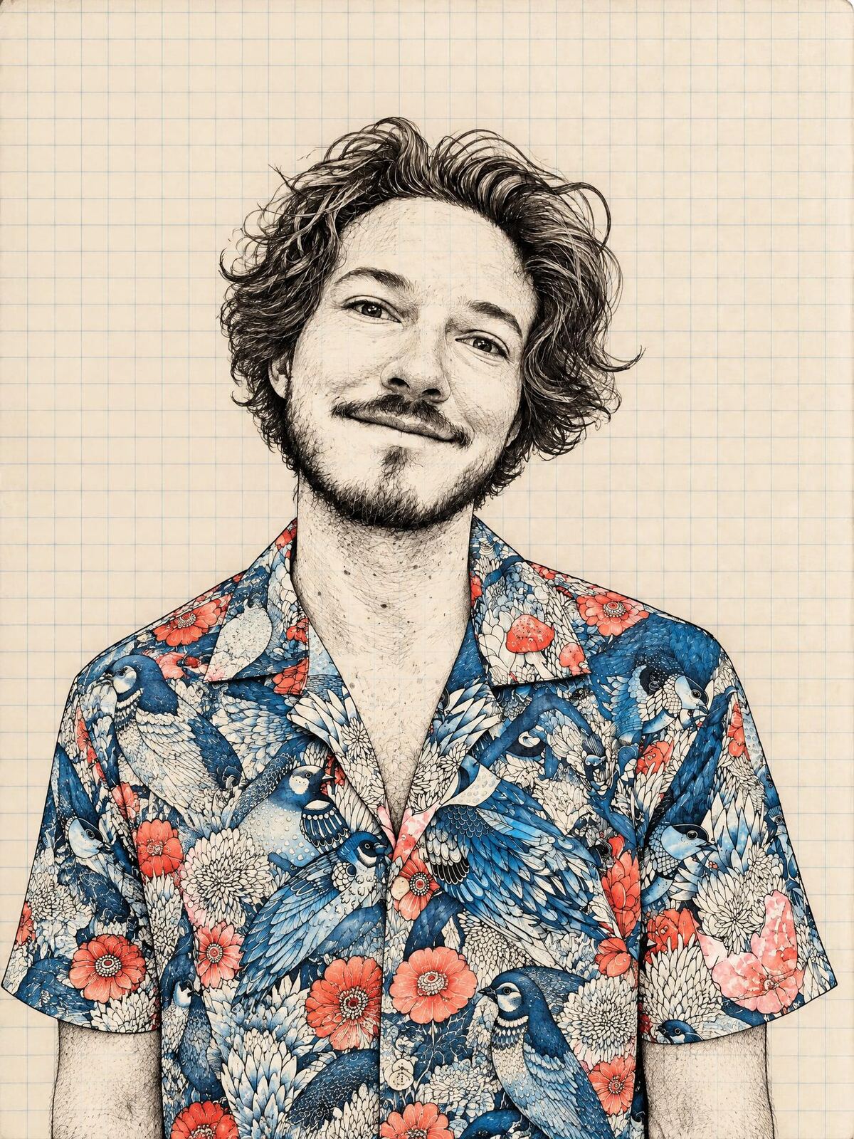 Ink sketch portrait of Marco Lopes